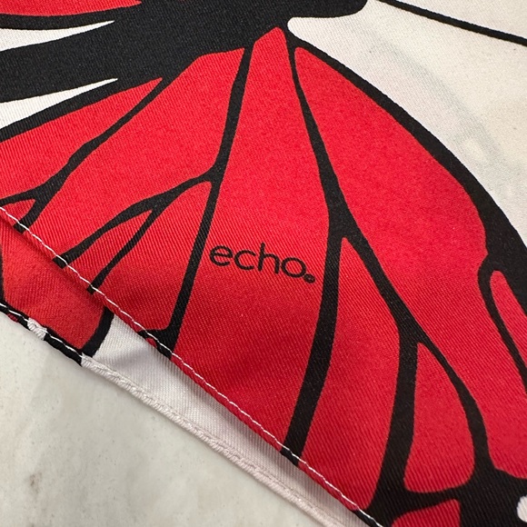 Fab like new Echo 34.5” square scarf red butterflies - Picture 3 of 6